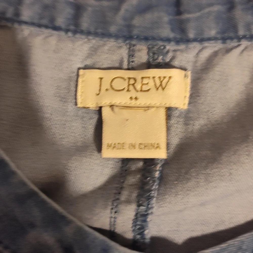 J. Crew Chambray Soft Denim Blue Button Up Short Sleeve Romper Size 12